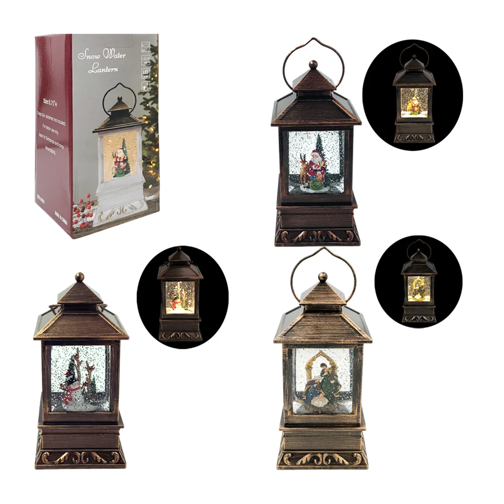 Adorno decorativo navideño lámpara vintage con figuras encapsuladas, variedad