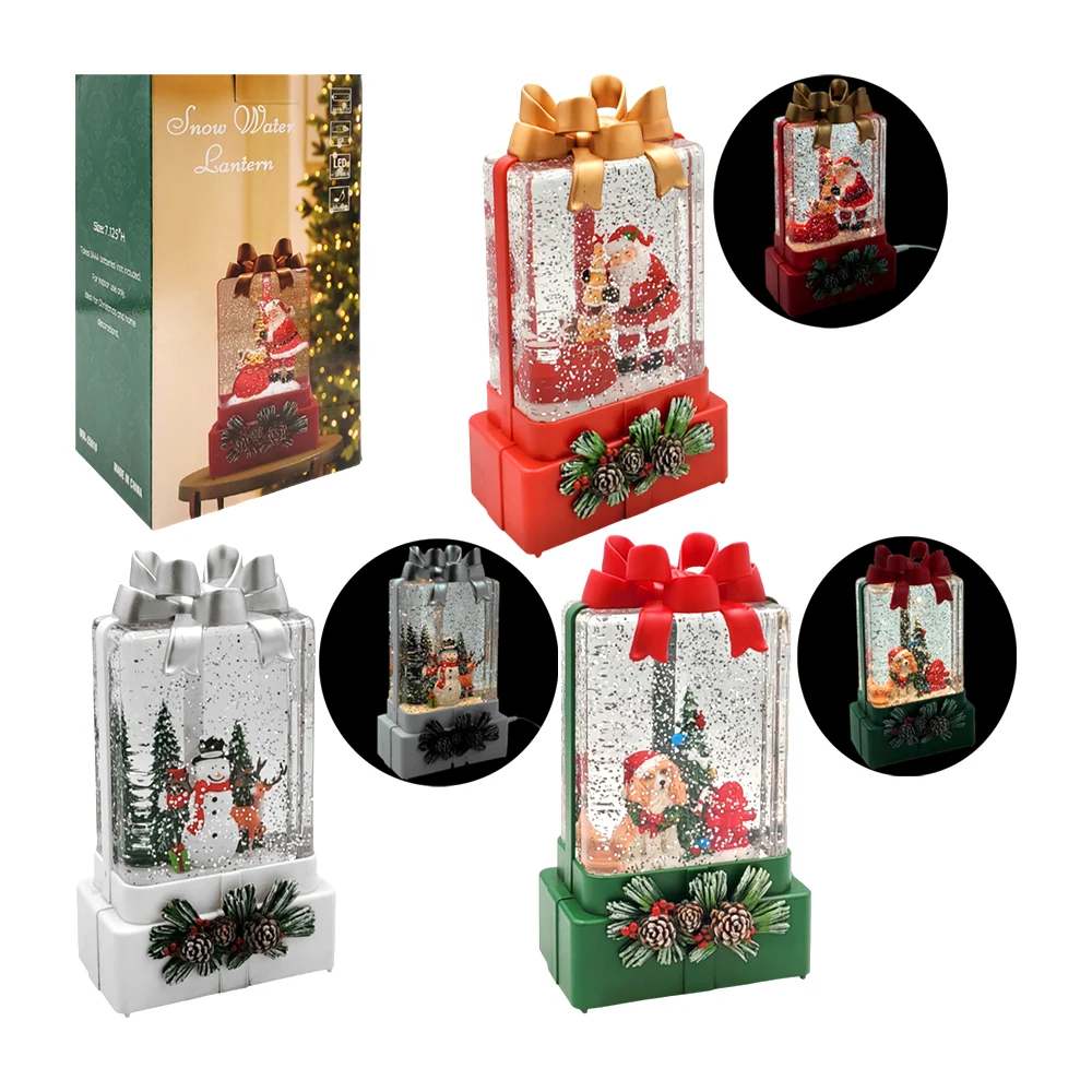 Adorno navideño musical en forma de regalo 19cm con figura encapsulada, variedad