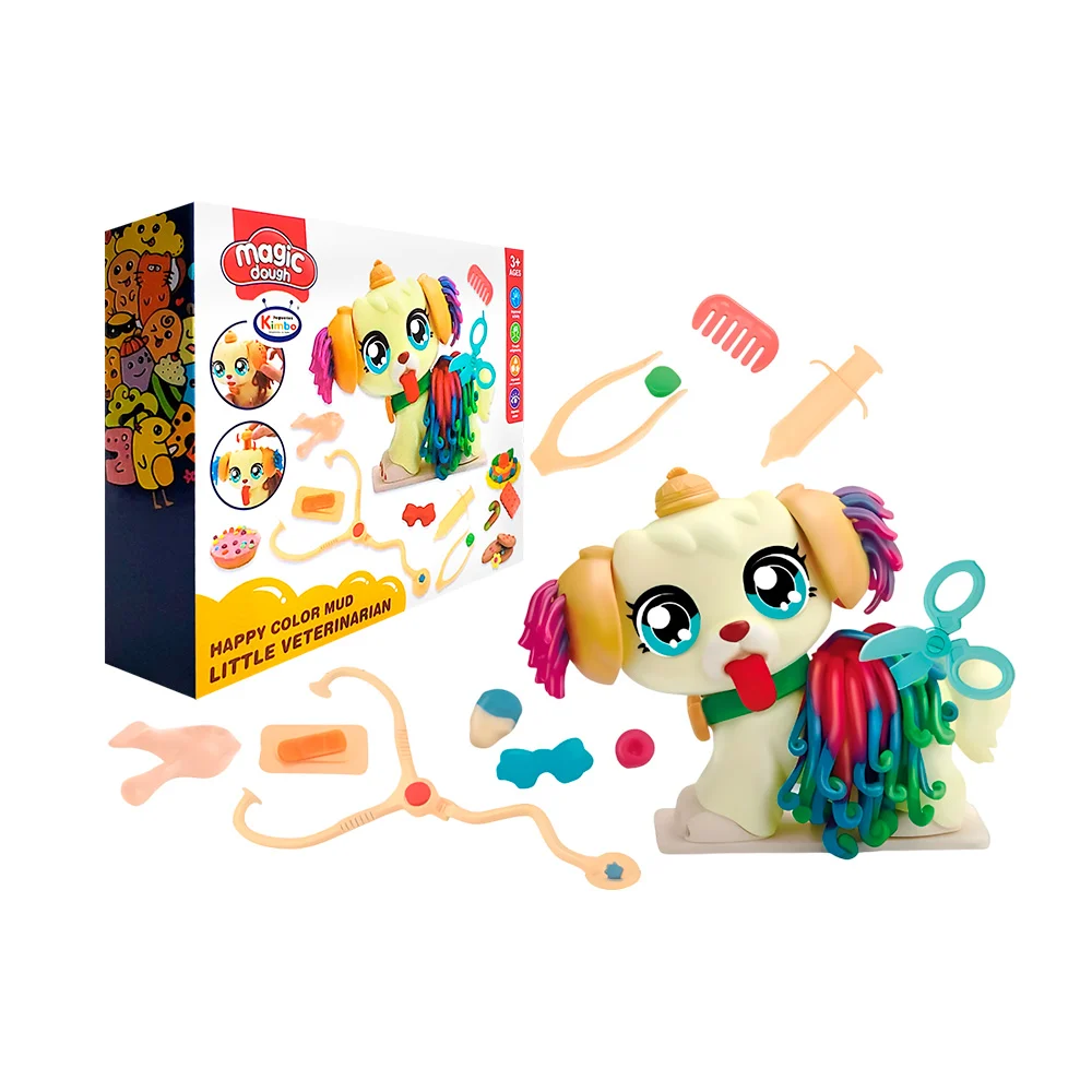 Set magic dough con temática de veterinaria con 5 masitas moldeables +accesorios