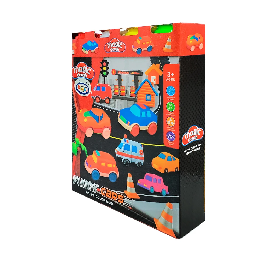 Set magic dough con temática de carritos + 4 masitas moldeables y accesorios