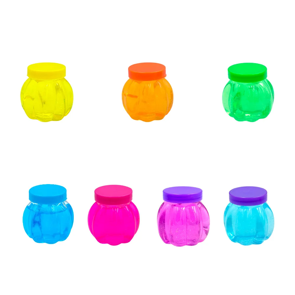 1pza Mini bote de slime brilloso con figura de calabaza, variedad de colores