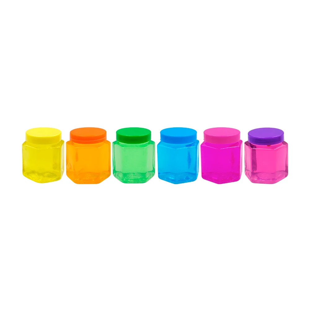 1 pza Mine bote de slime en forma de hexágono con brillantina, variedad de color