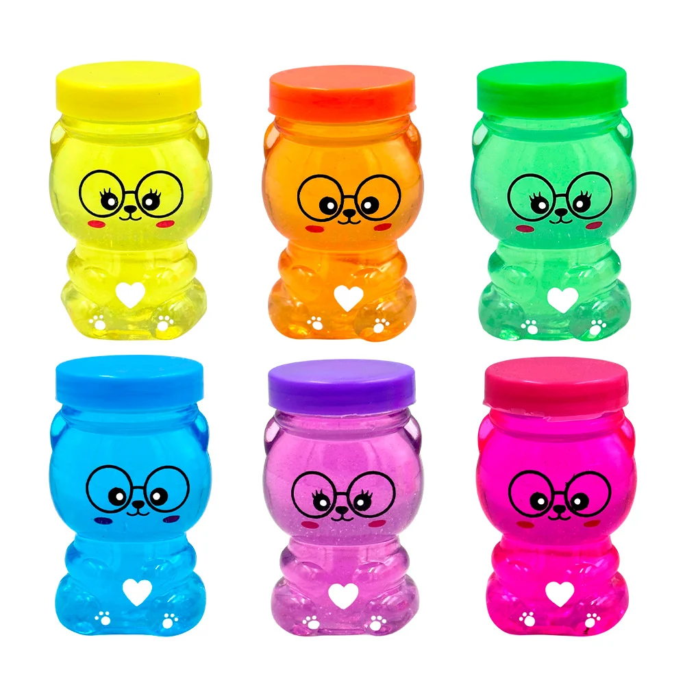 1pza Mini slime brillante con forma de osito con lentes, variedad de colores