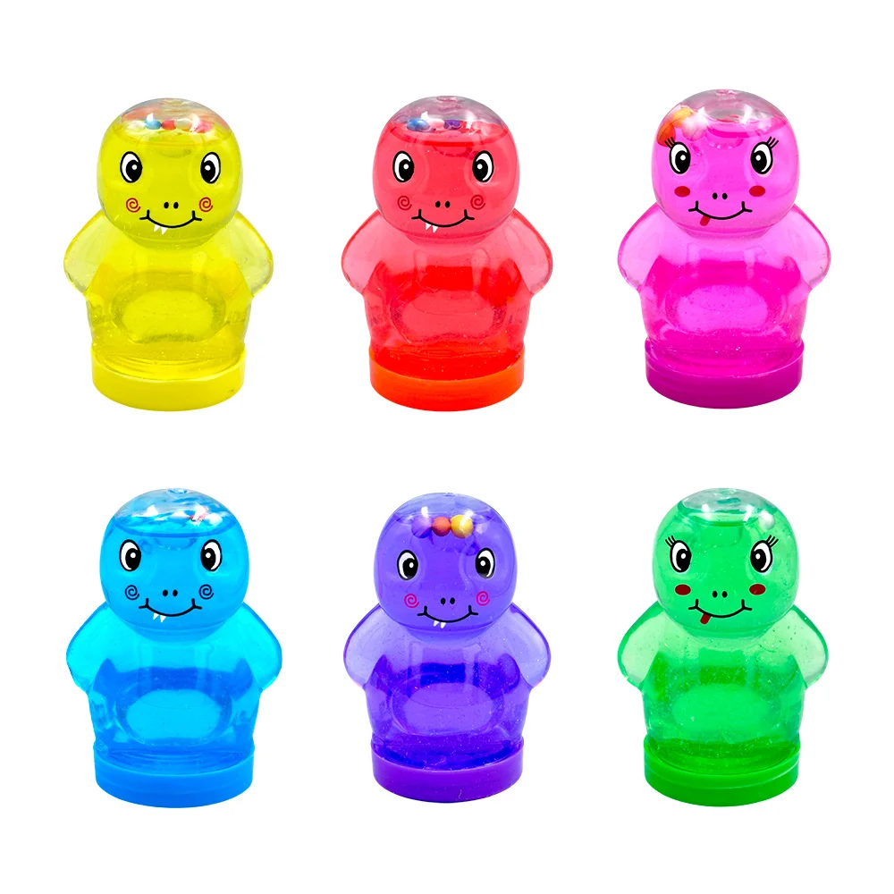 1pz Mini bote de slime con bolitas en forma de dinosaurio, variedad de colores