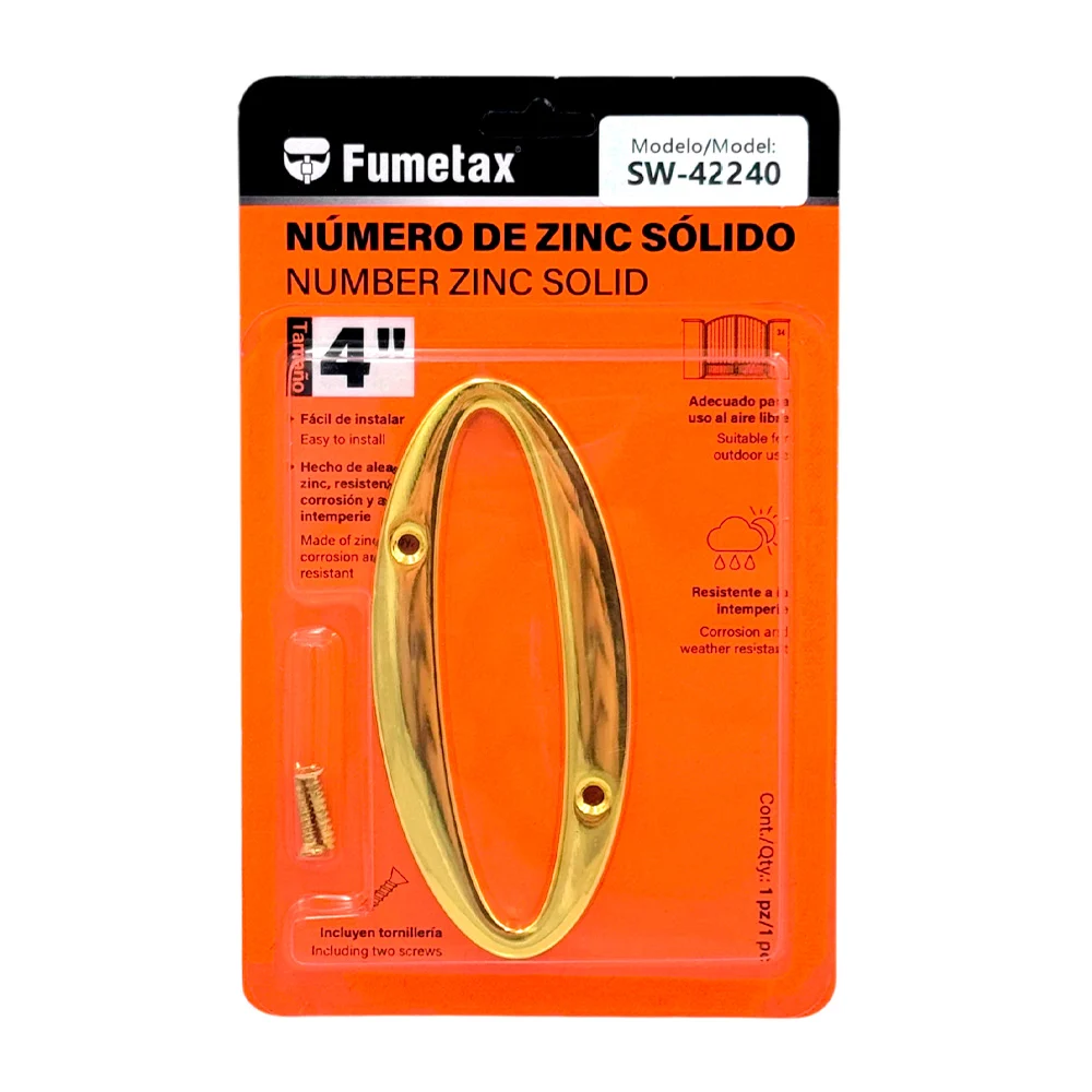 Número 0 de zinc sólido fumentax, 4in para exterior / sw-42240