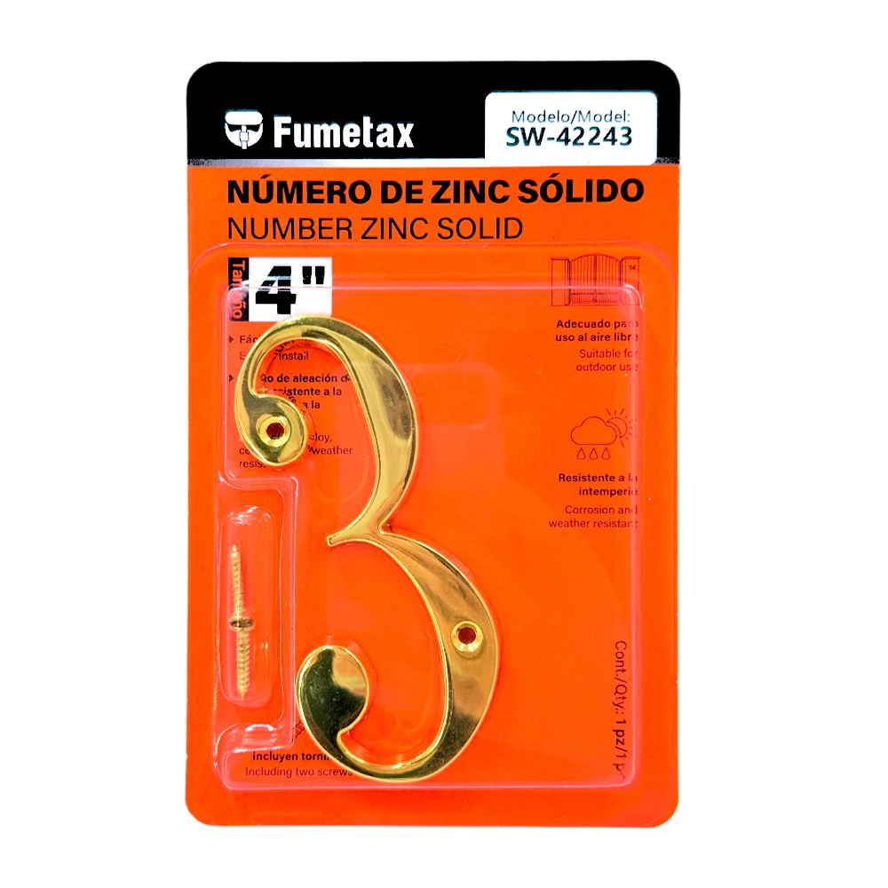 Número 3 de zinc sólido fumentax, 4in para exterior / sw-42243