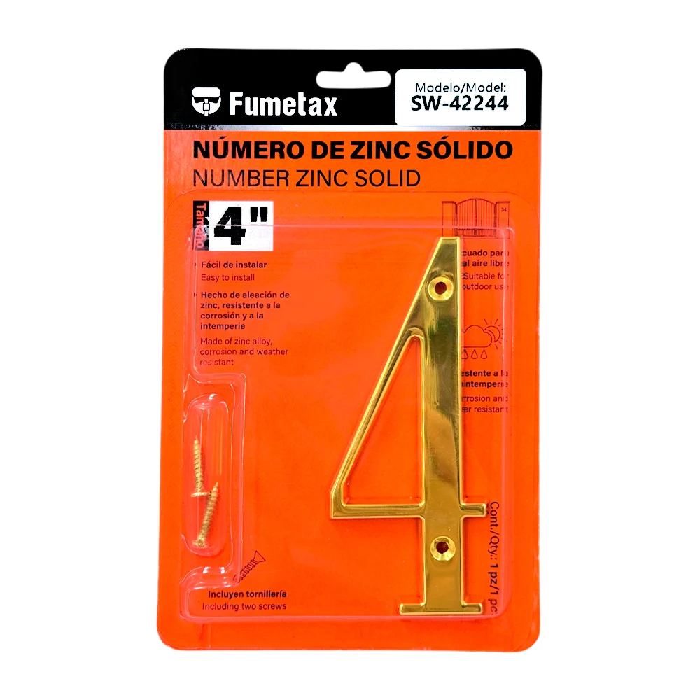 Número 4 de zinc sólido fumentax, 4in para exterior / sw-42244