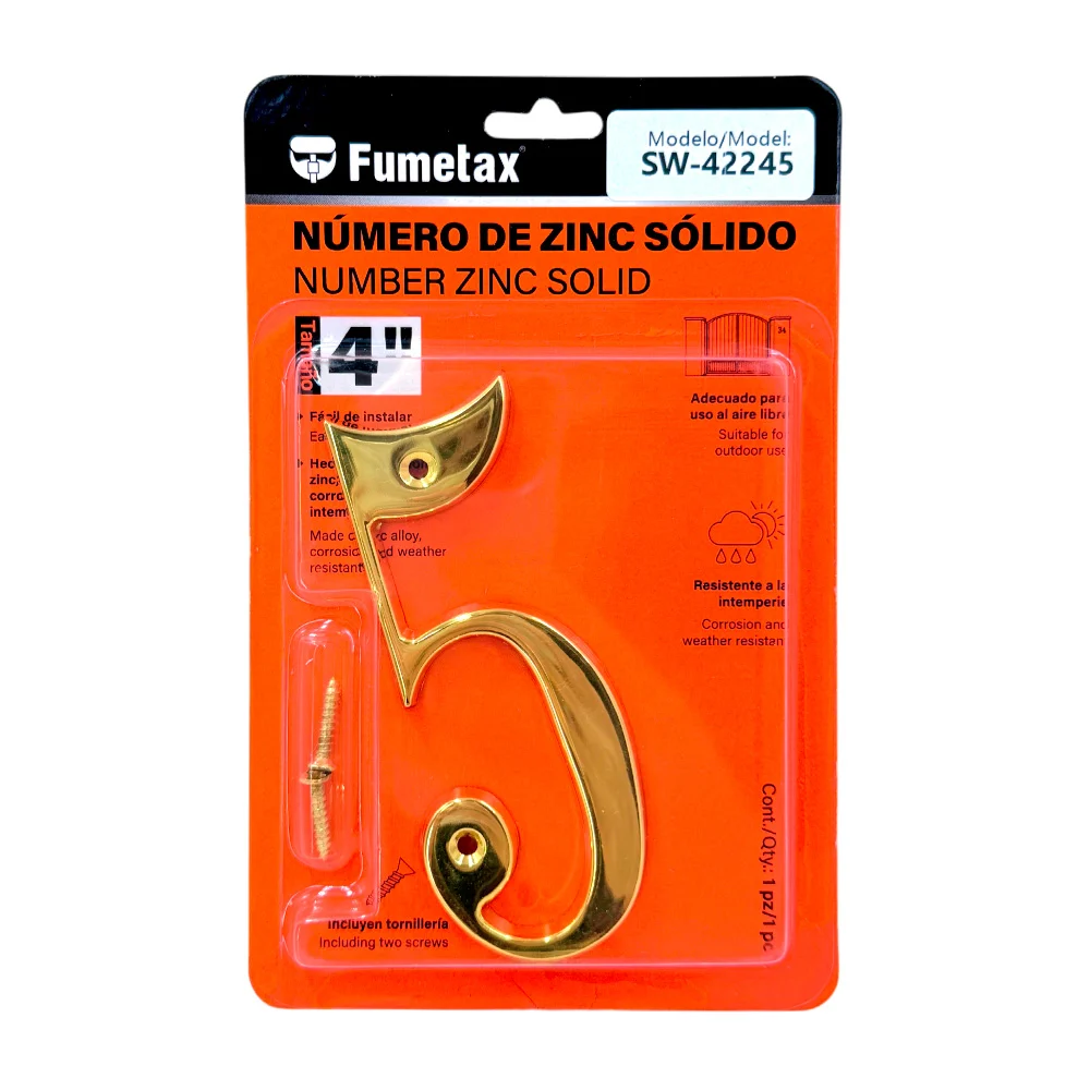 Número 5 de zinc sólido fumentax, 4in para exterior / sw-42245