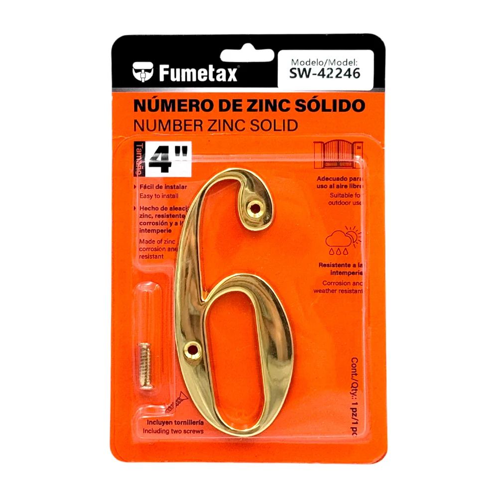 Número 6 de zinc sólido fumentax, 4in para exterior / sw-42246