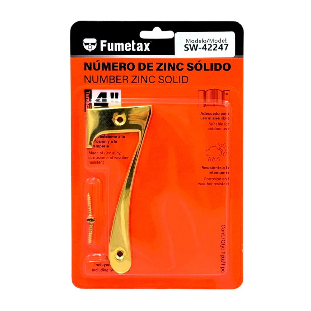 Número 7 de zinc sólido fumentax, 4in para exterior / sw-42247