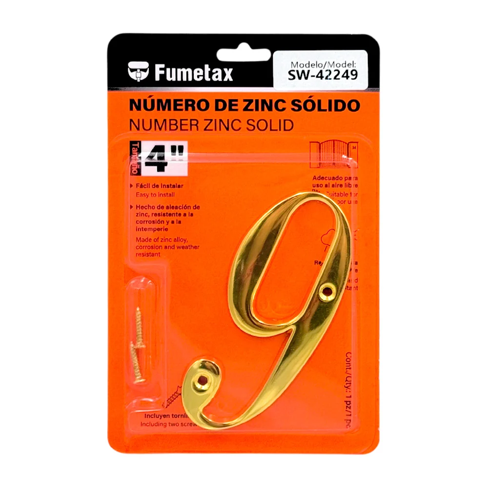 Número 9 de zinc sólido fumentax, 4in para exterior / sw-42249