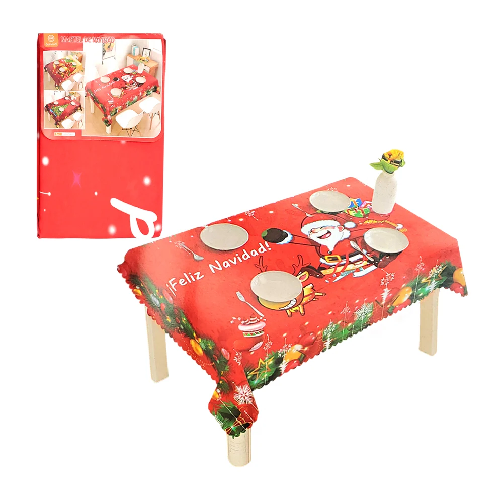 1pza Mantel grande de mesa con estampado decorativo navideño, usos varios