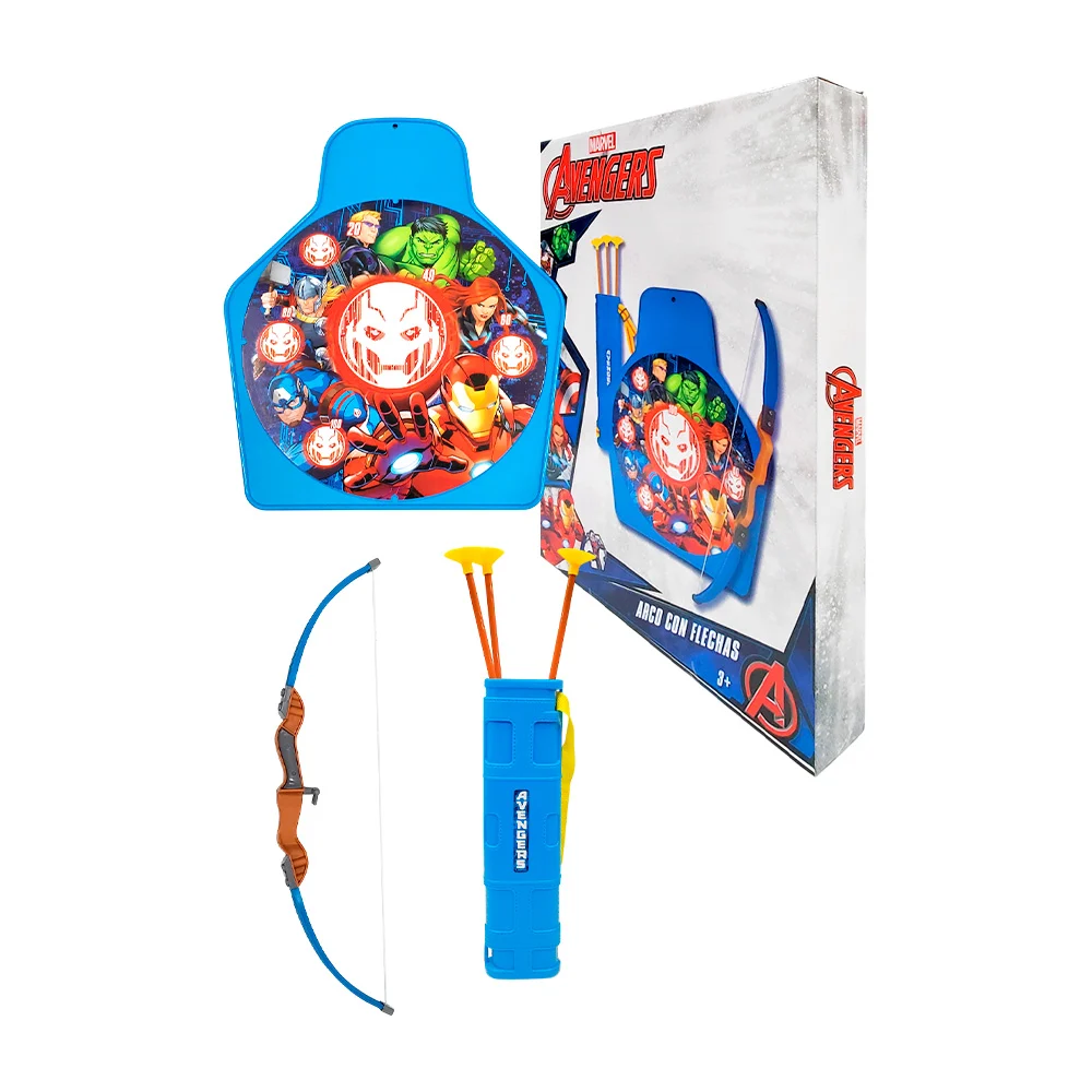Set de arco de juguete con carga de flechas y estampado de los Vengadores