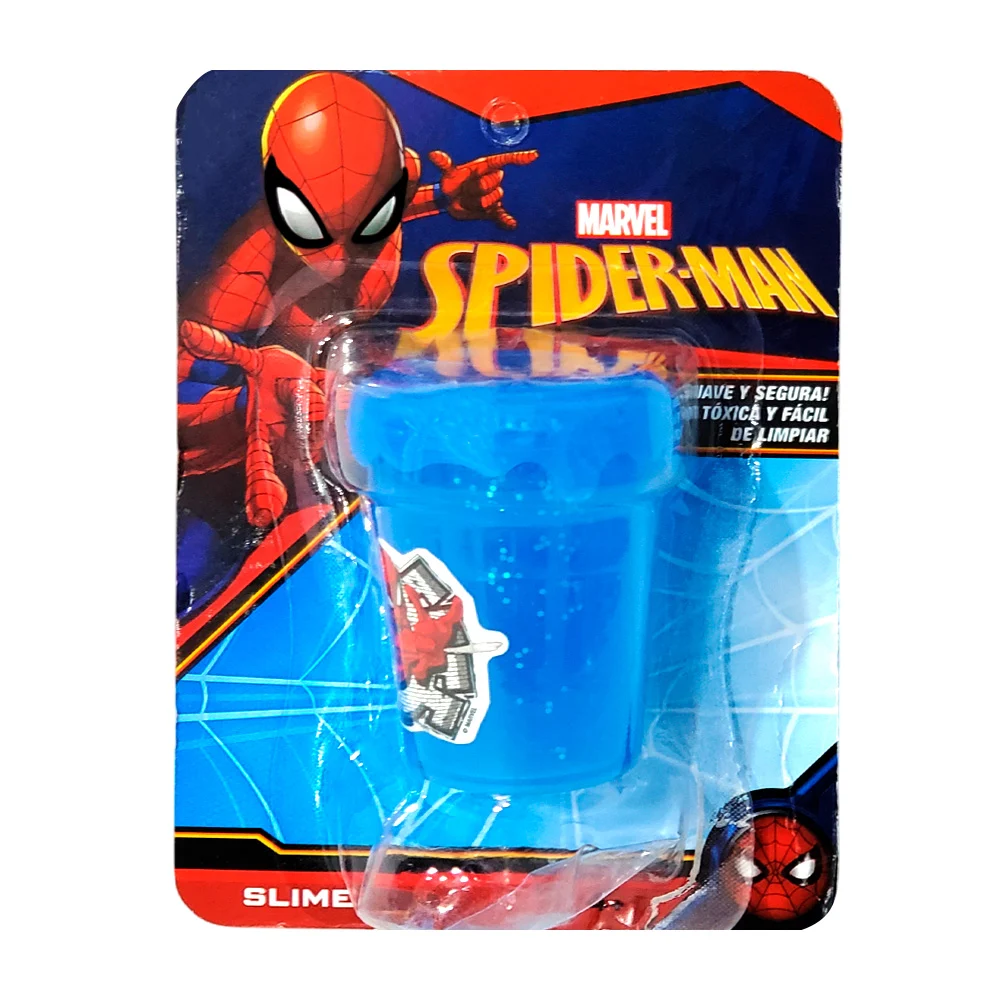 Bote de plástico con slime infantil con estampado de spider-man, varios colores
