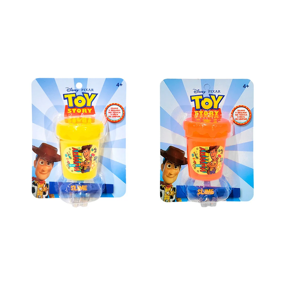 Bote de plástico con slime, brillantina con personajes de toy story, variedad