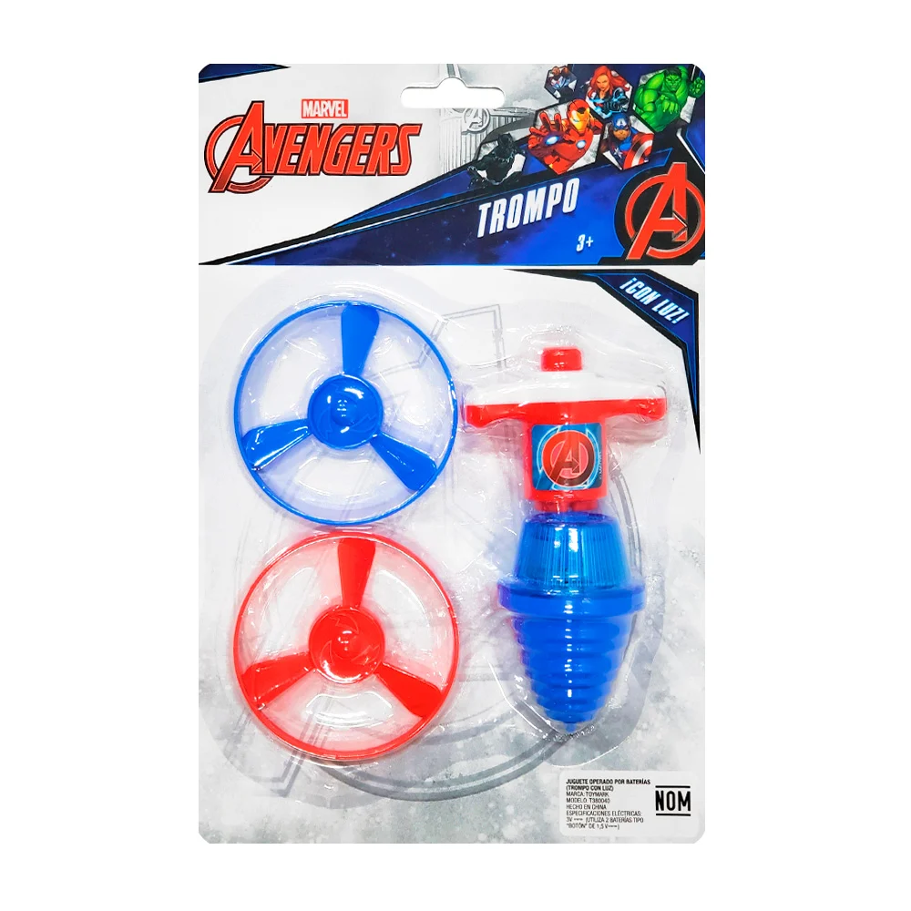 Blíster de trompo volador con dos aspas de plástico y estampado de Avengers