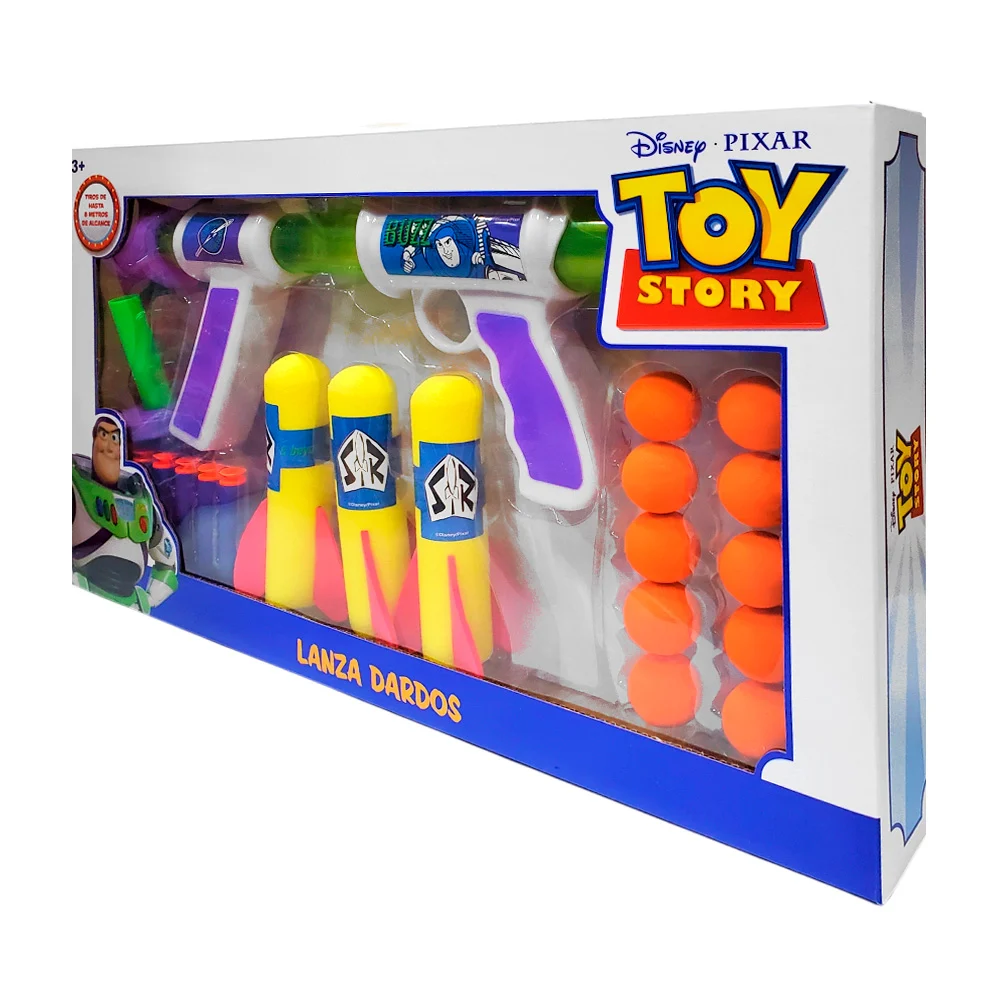 Pistola de juguete lanza dardos y/o pelotas de goma, con estampado de Toy story