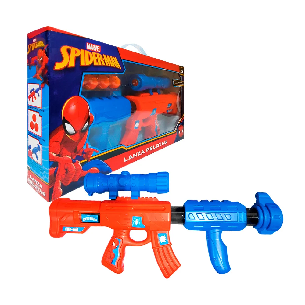 Juguete pistola lanza pelotas con estampado de Spideman, usos varios