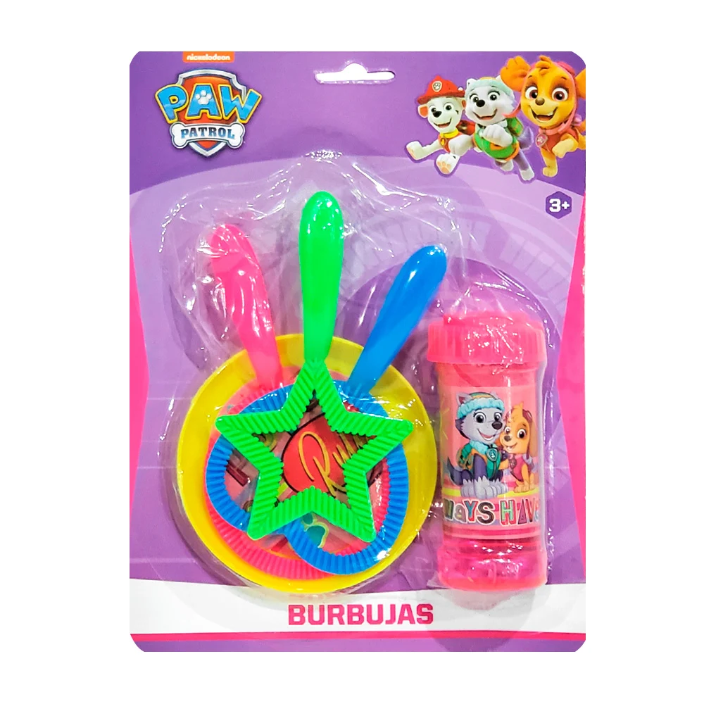 Set de burbujas con tazoncito y cucharas sopladoras con diferentes formas