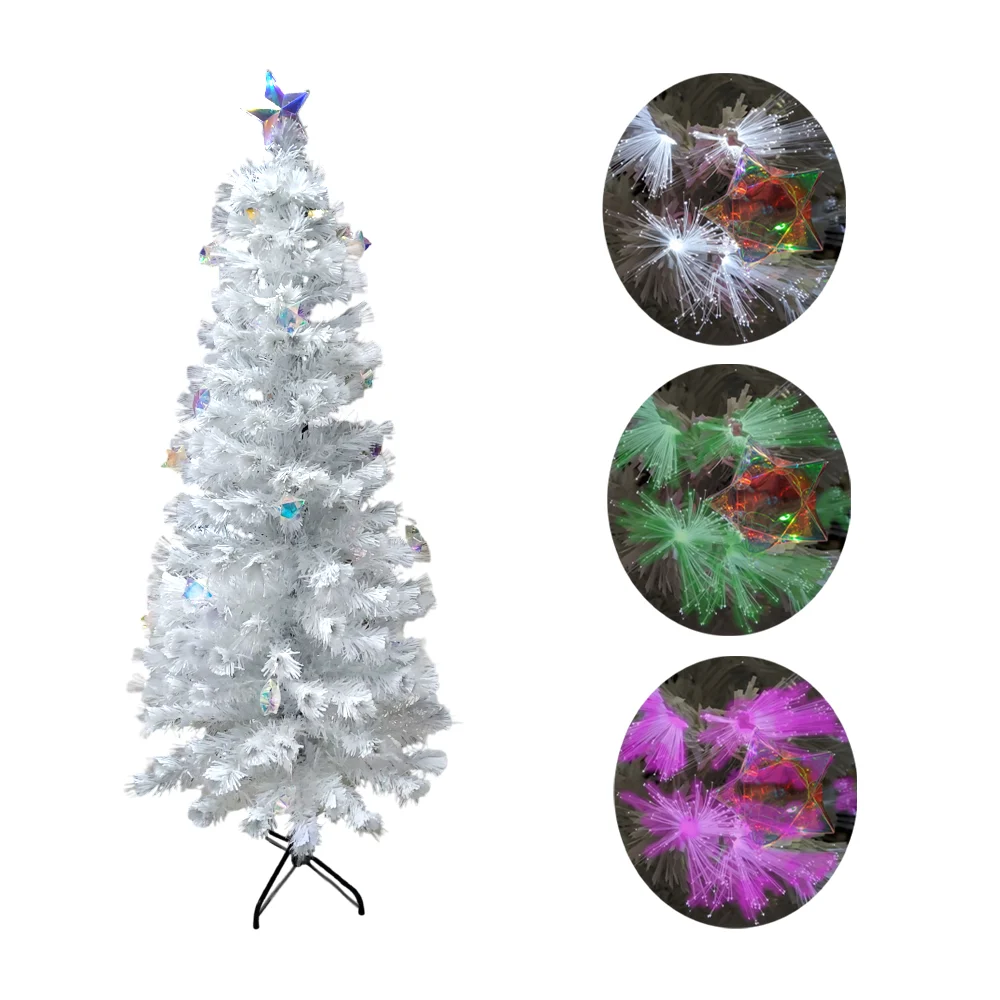 Árbol navideño grande con fibra óptica, estrellas luminosas, color surtido