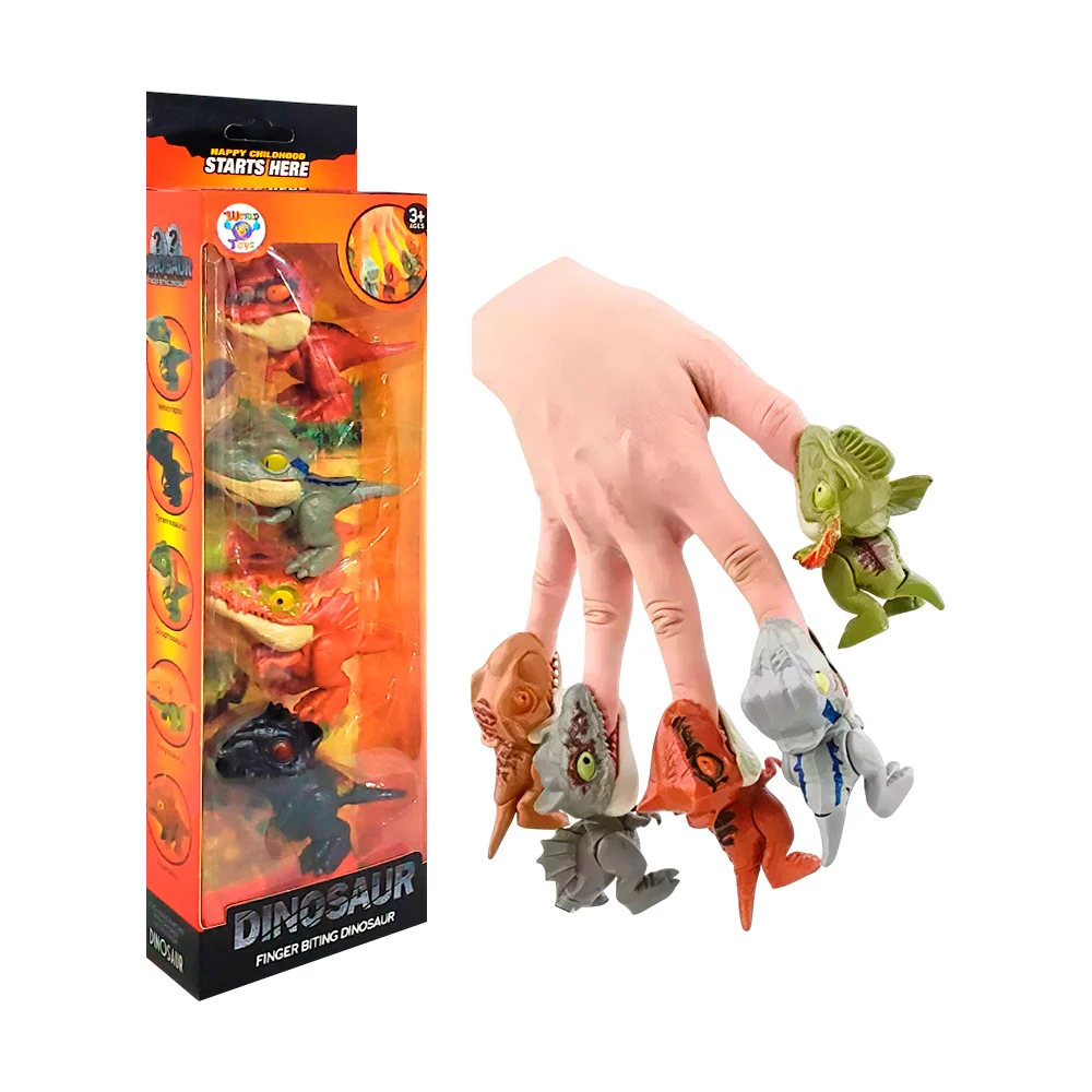 Paquete con 4 dinosaurios mordelones de dedos, variedad de modelos / dinosaur