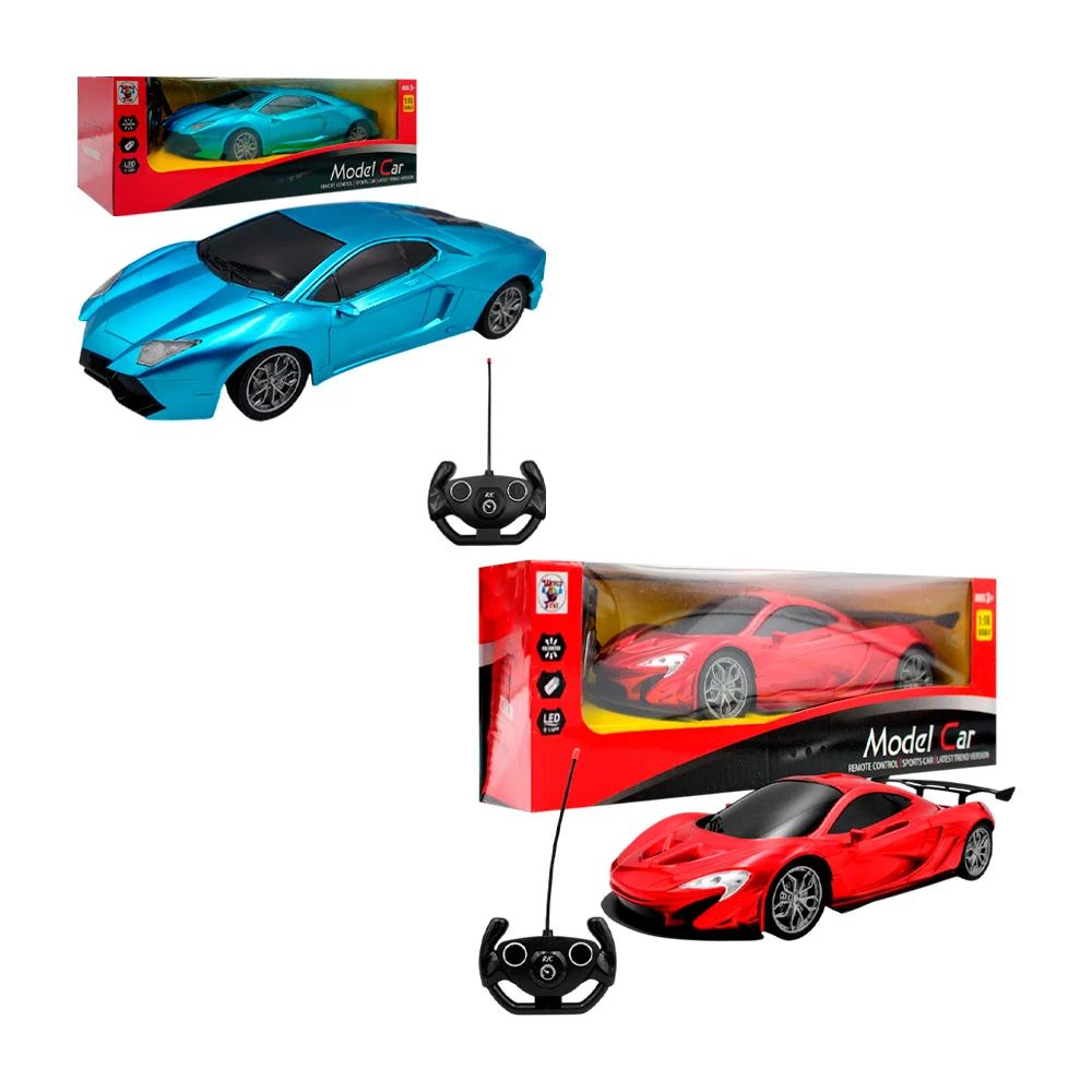 Carro deportivo eléctrico con luz led + control remoto, variedad de colores