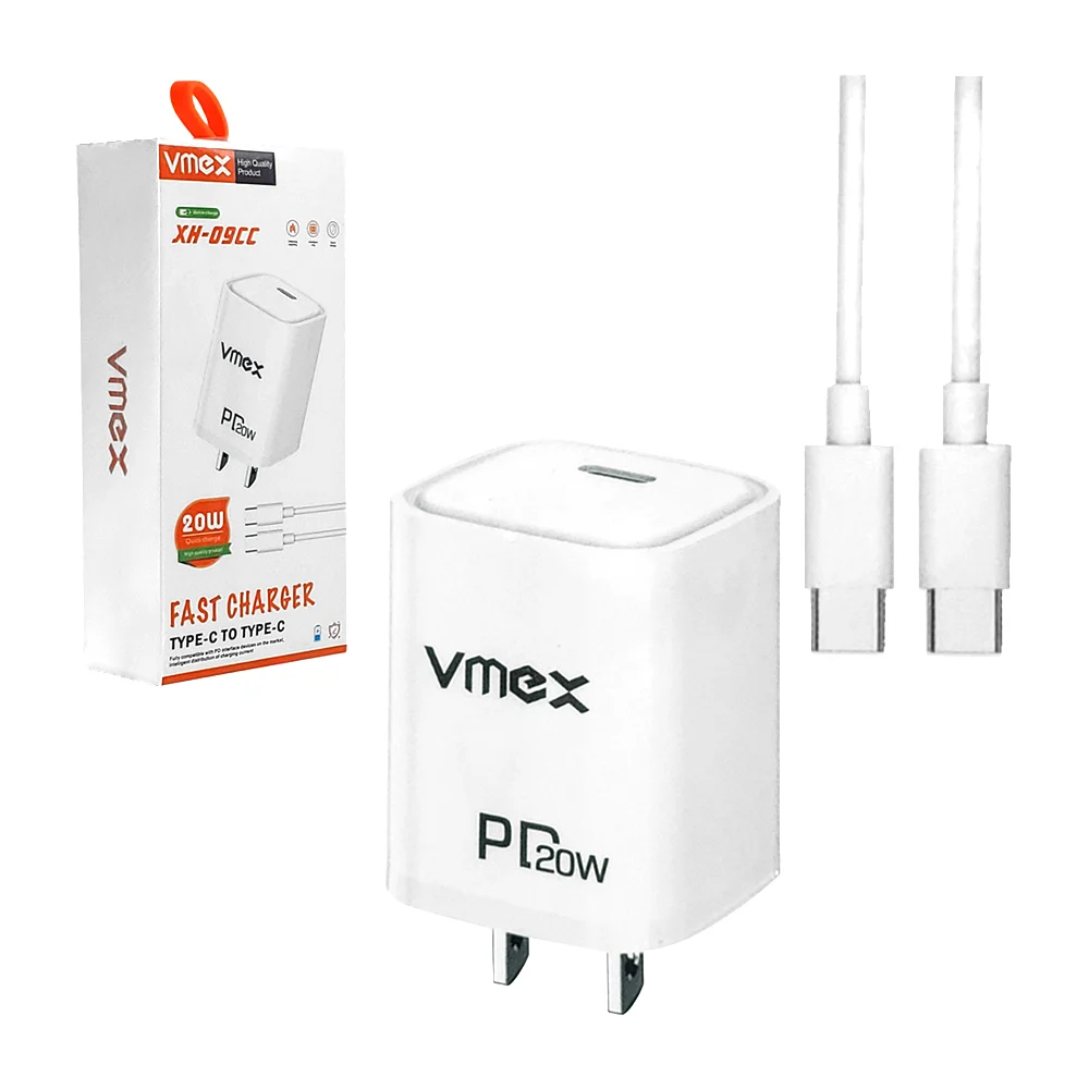 Combo cargador vmex carga rápida 20w y cable tipo c a c / xh-09cc