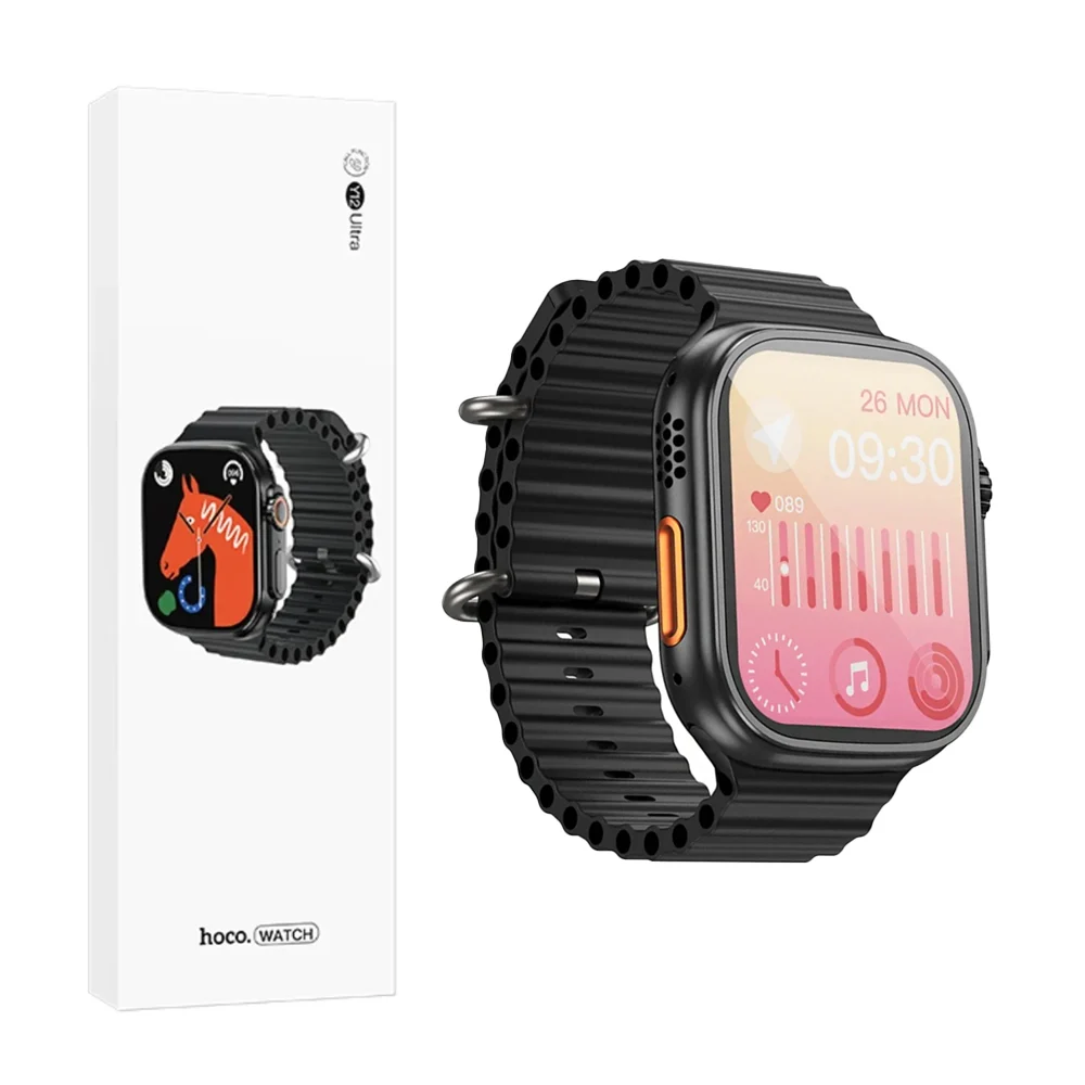 Smartwatch y12 ultra, cuadrado, correa de silicona ondulada, carga inalámbrica
