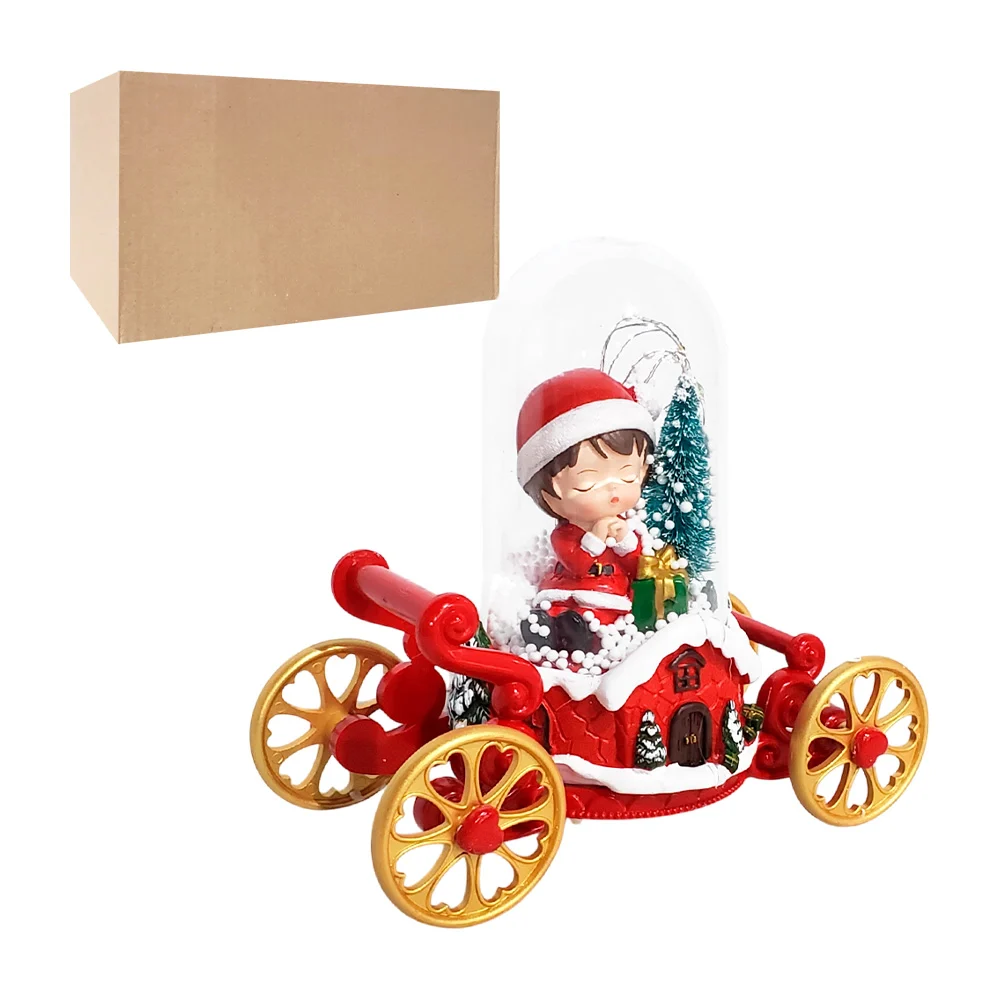 Figura navideña decorativa con forma de carruaje y figura encapsulada + luz led
