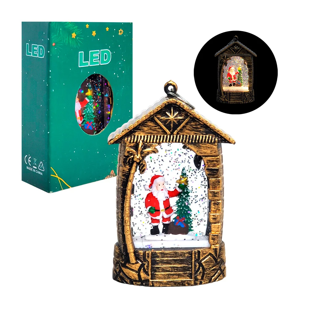 Lámpara navideña decorativa con brillantina encapsulada y santa claus / yc031027