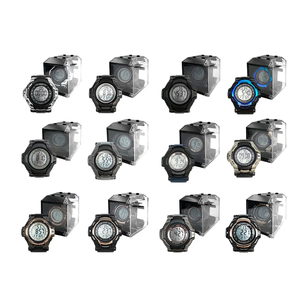 1pza Reloj digital redondo, con bordes de plástico y botones de función