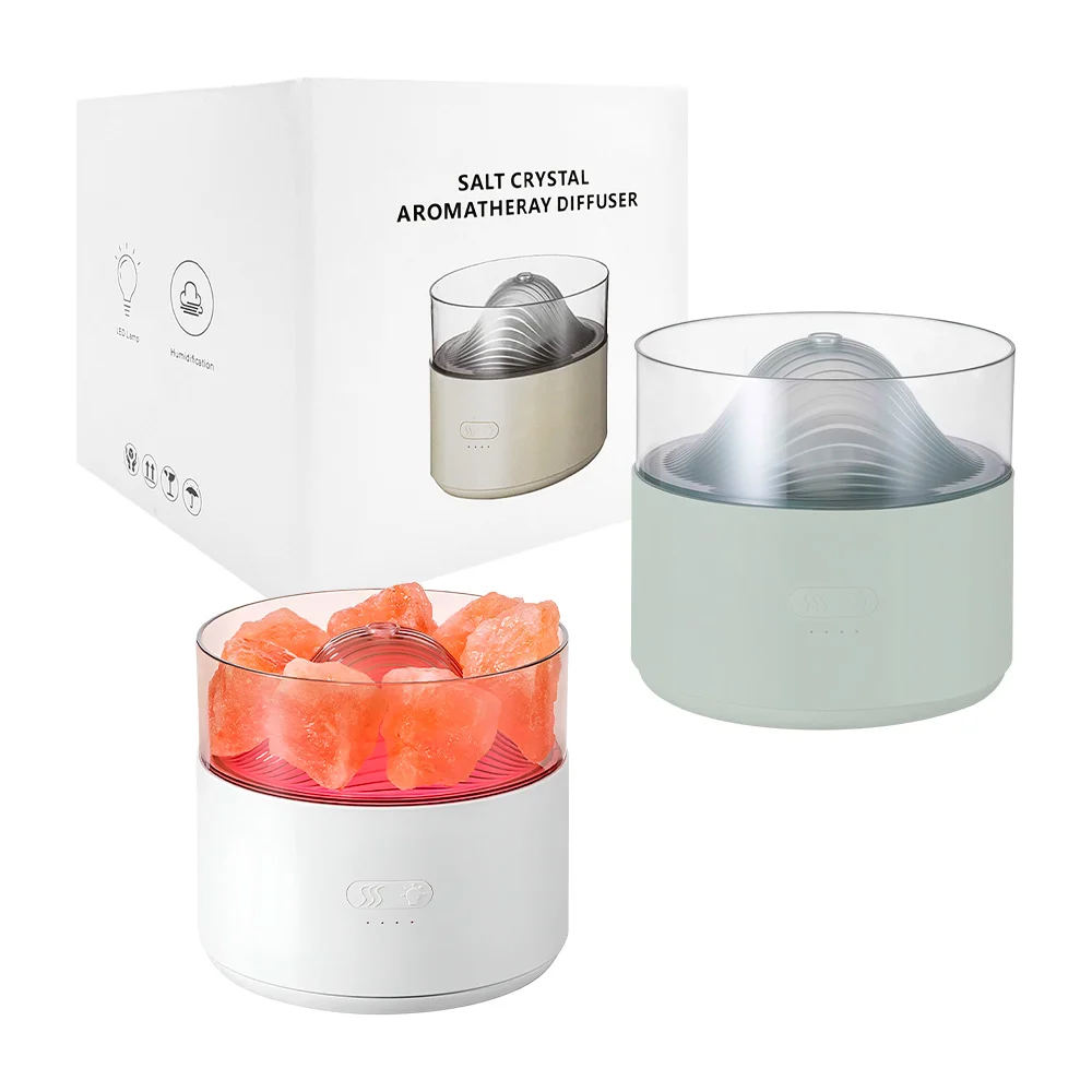 Humidificador redondo con cristales sal, luz led, variedad de colores / ze-2896