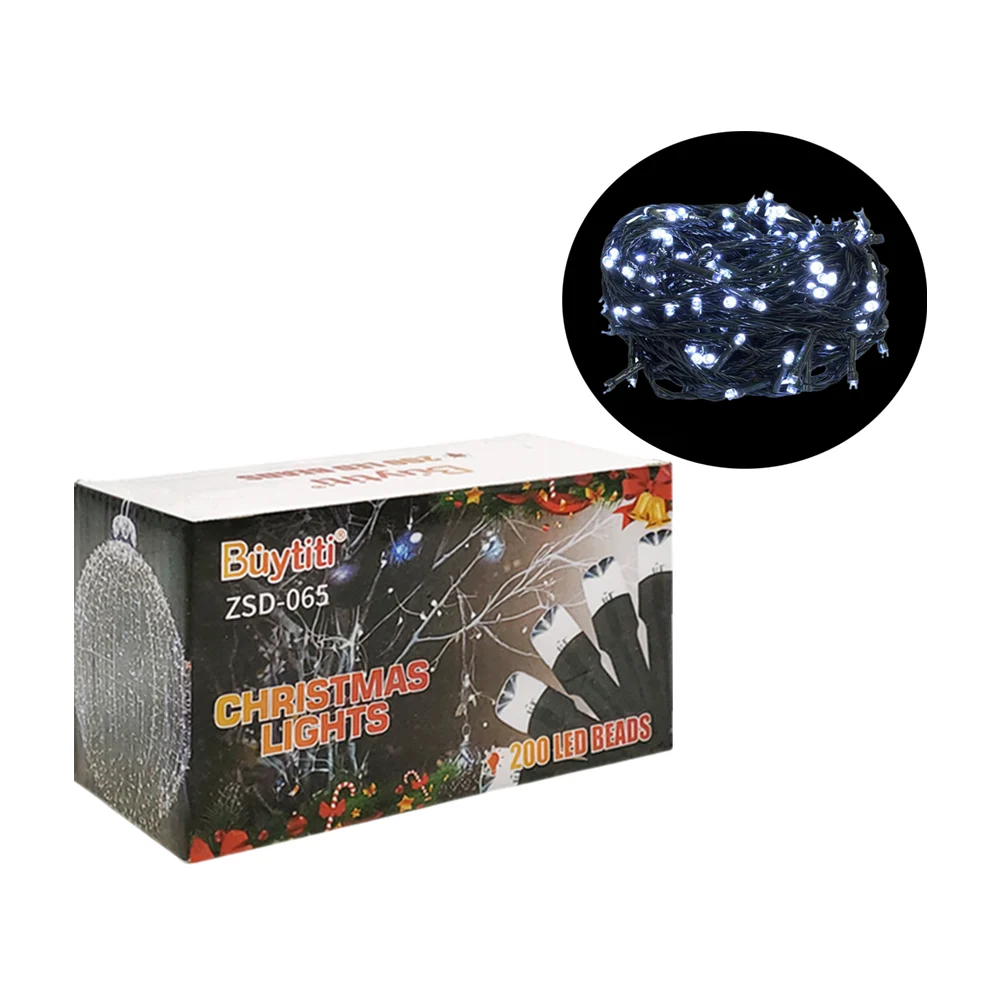 Serie decorativa con 200 mini leds en color blanco con cable negro / zsd-065