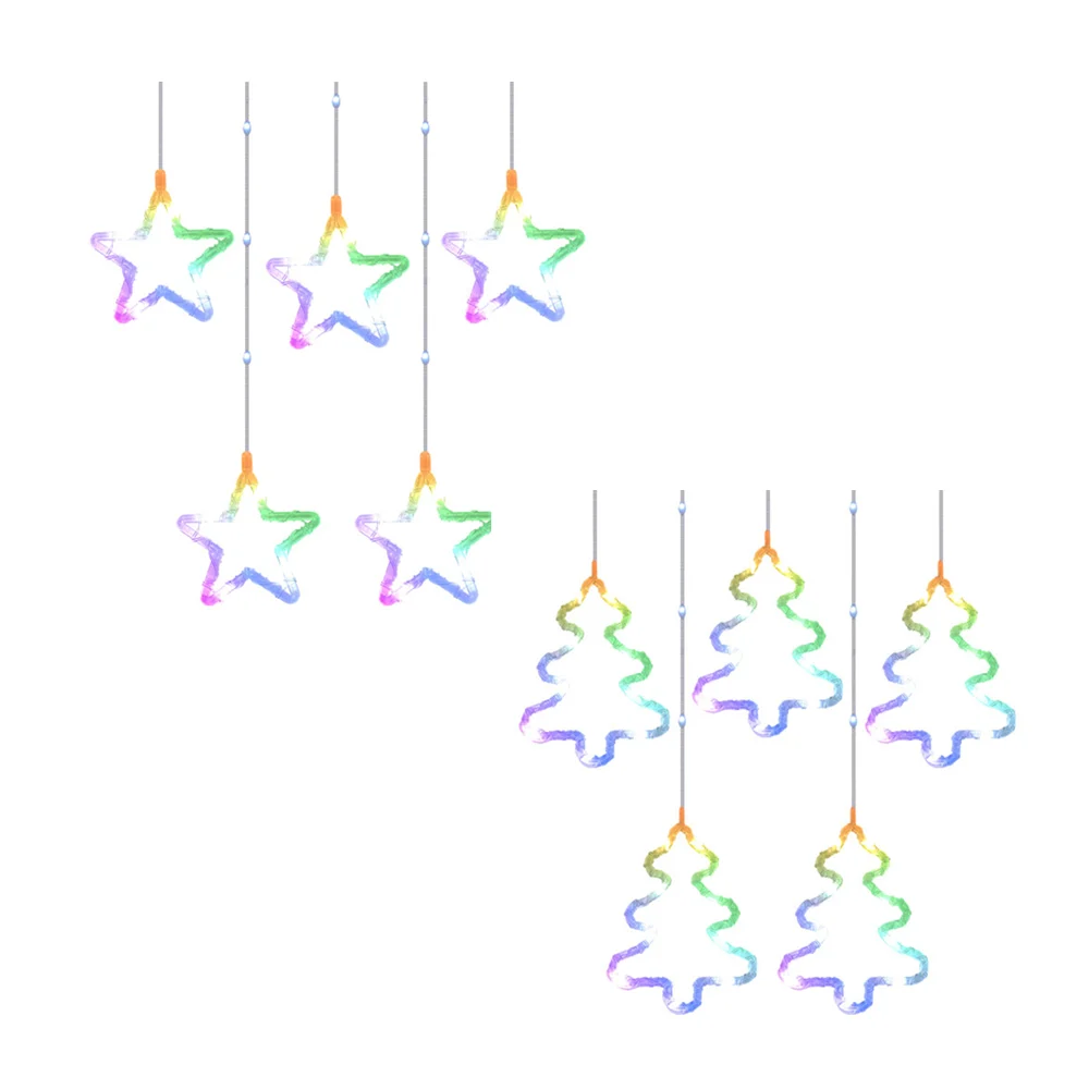 Serie guirnalda decorativa, en forma de pinos y estrellas led navideñas