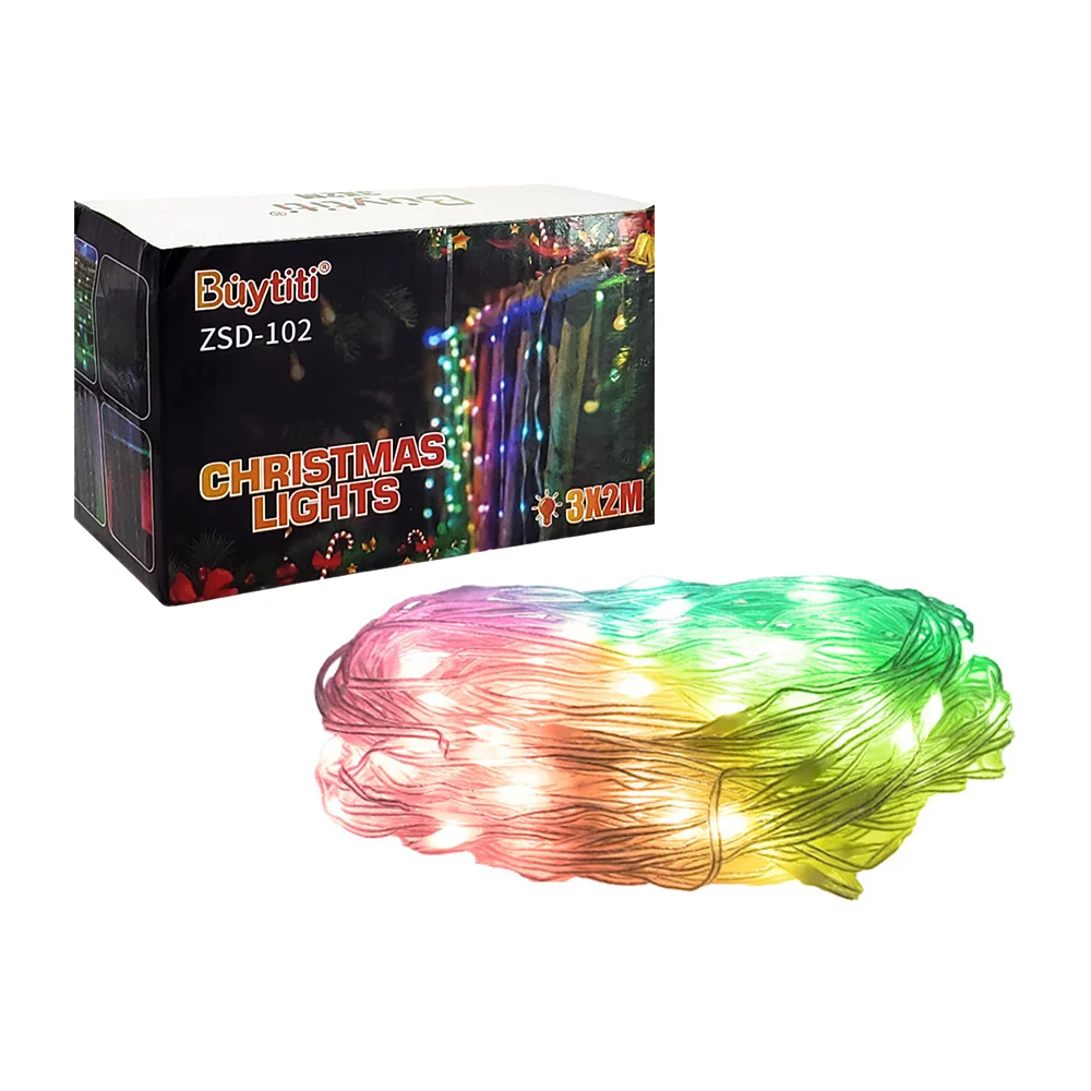 Serie guirnalda decorativa navideña de luz de colores con medida de 3x2m