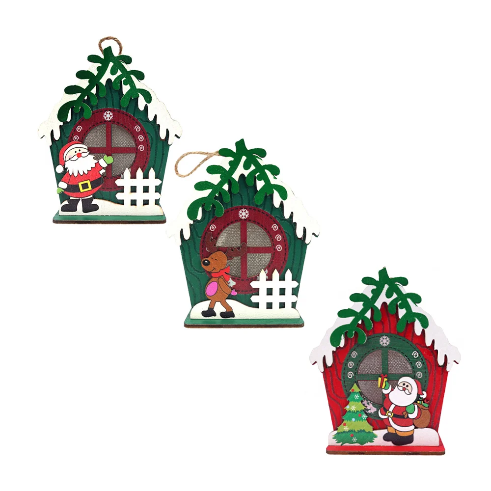1pz Adorno colgante pequeño en forma de casita led navideña, variedad de modelos