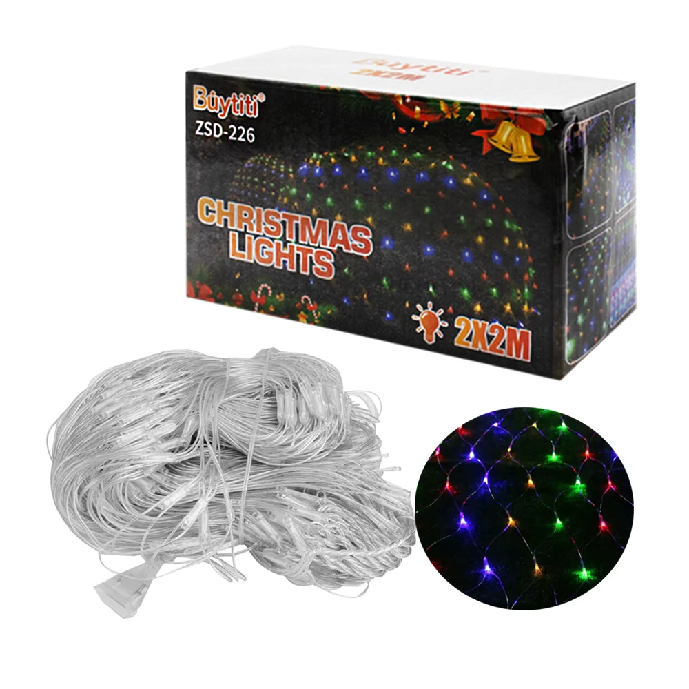 Serie guirnalda decorativa navideña de luz de colores con medida de 2x2m
