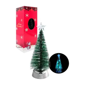 Adorno decorativo navideño pino con estrella, luz led blanca 20cm, ba…