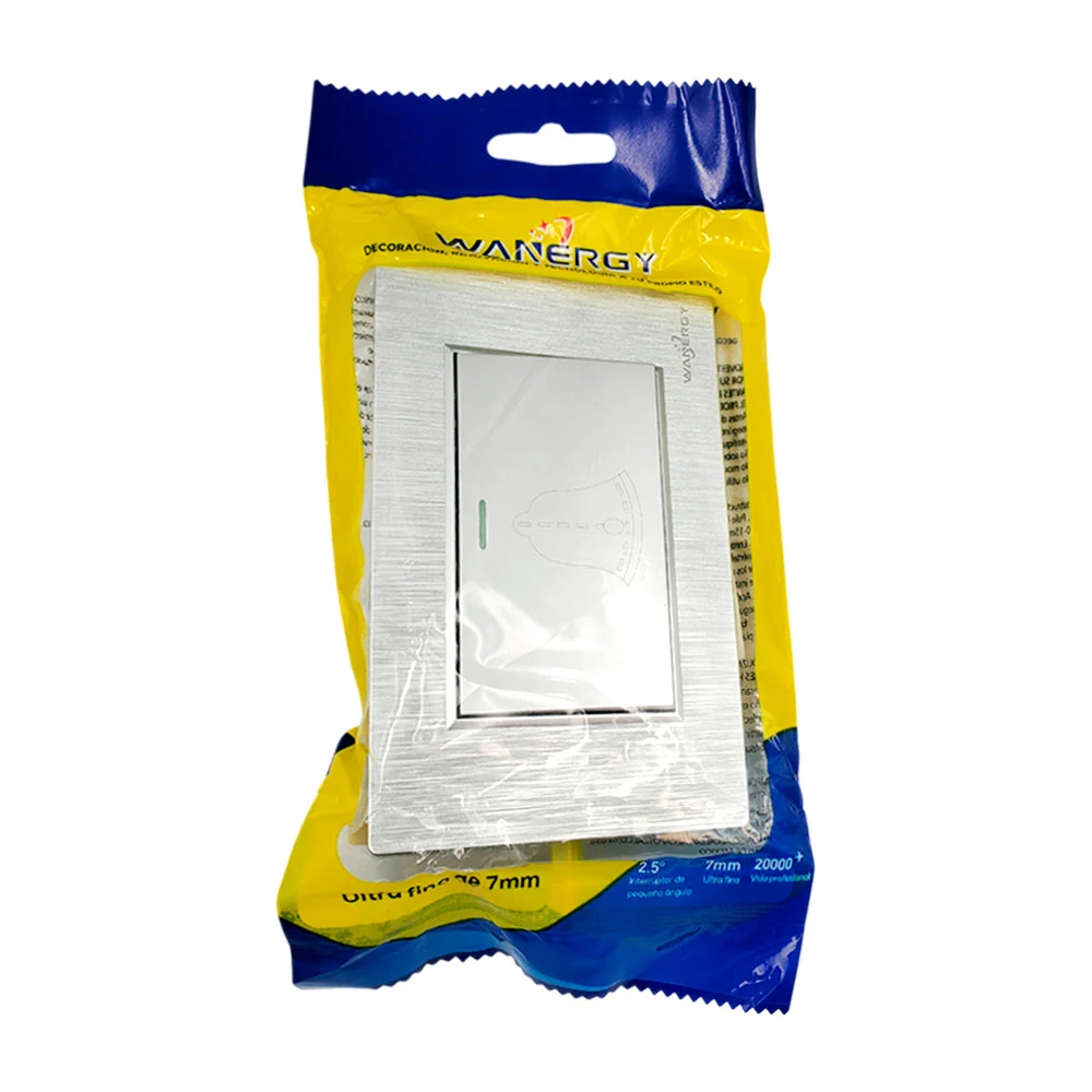 Placa botón wanergy para timbre con 3 módulos en plata matte / 05271