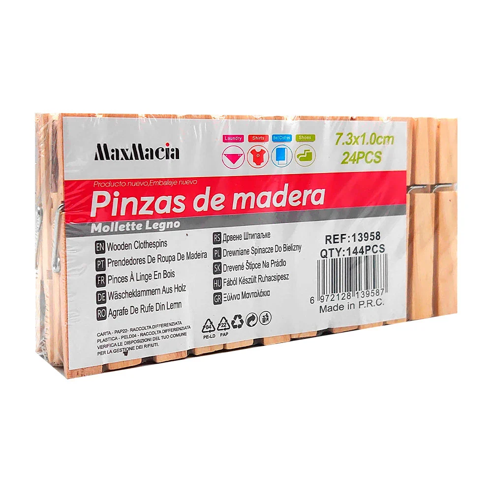 Paquete con 24 pinzas de madera para ten...
