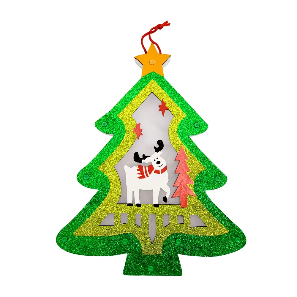 Adorno colgante decorativo, en forma de arbol navideño con iluminación led