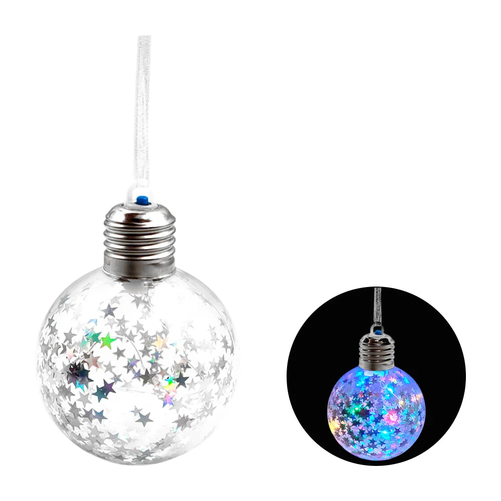 Esfera decorativa translúcida led, con mini estrellas y asa colgante, uso varios