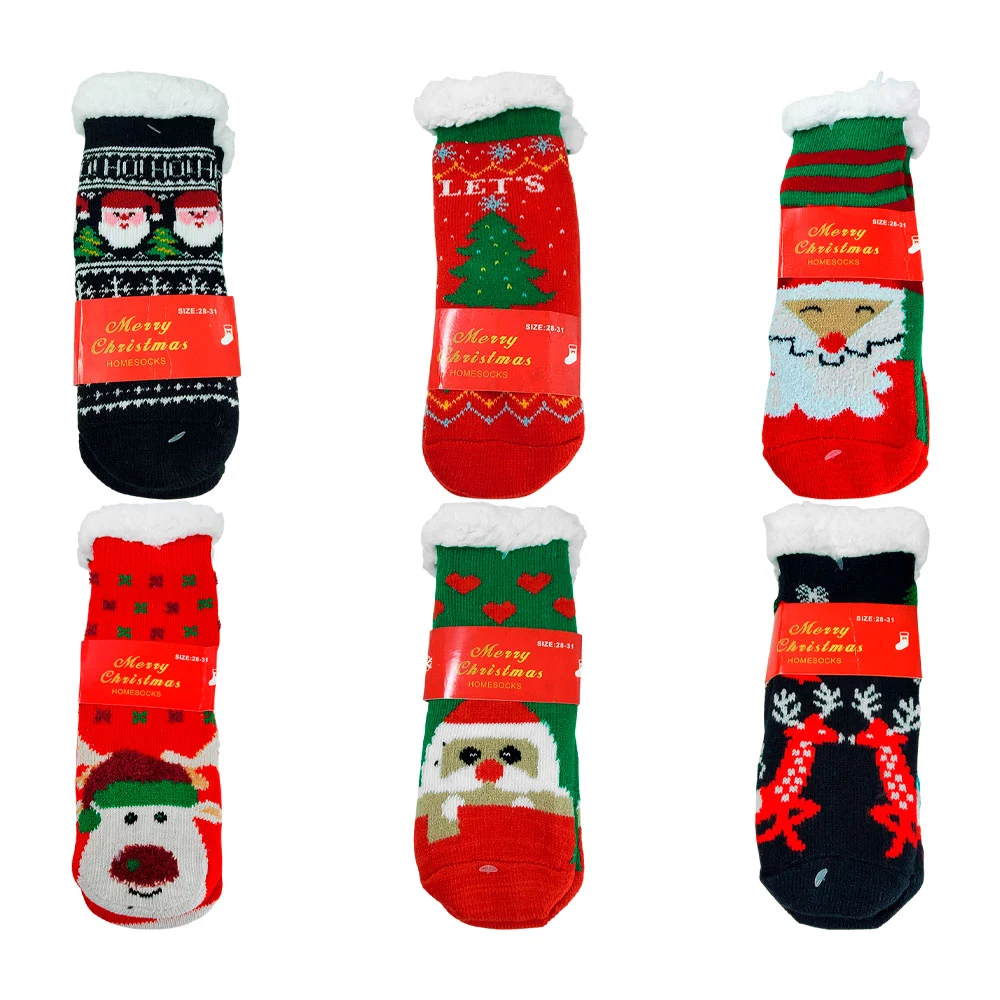 Par de calcetines acolchados, navideños con diseño estampado temático