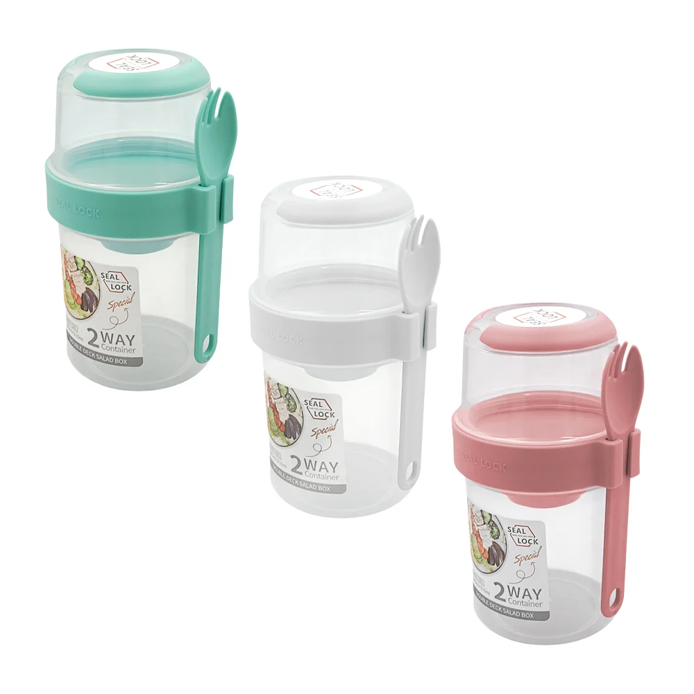 1pza Tupper montable de 2 compartimentos, con cubierto y medidas, colores varios