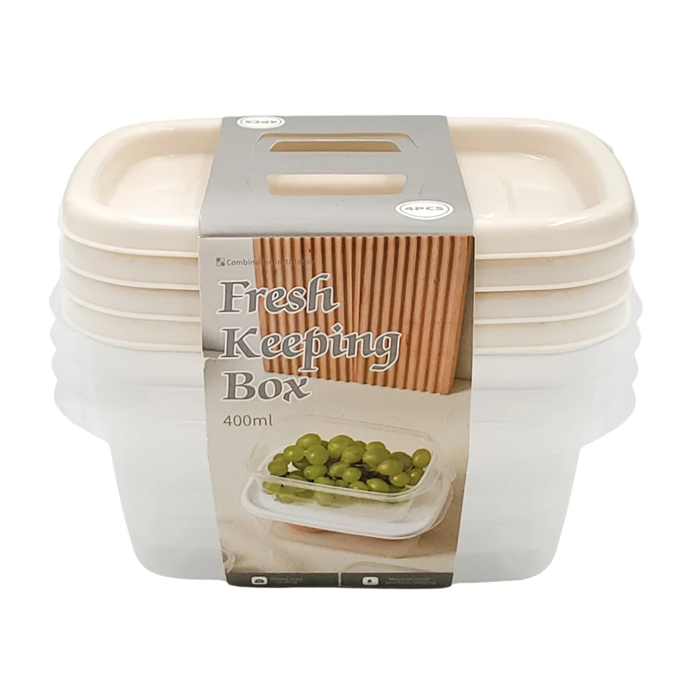 Juego de 4 mini tuppers rectangulares de 400ml con tapa, variedad de usos