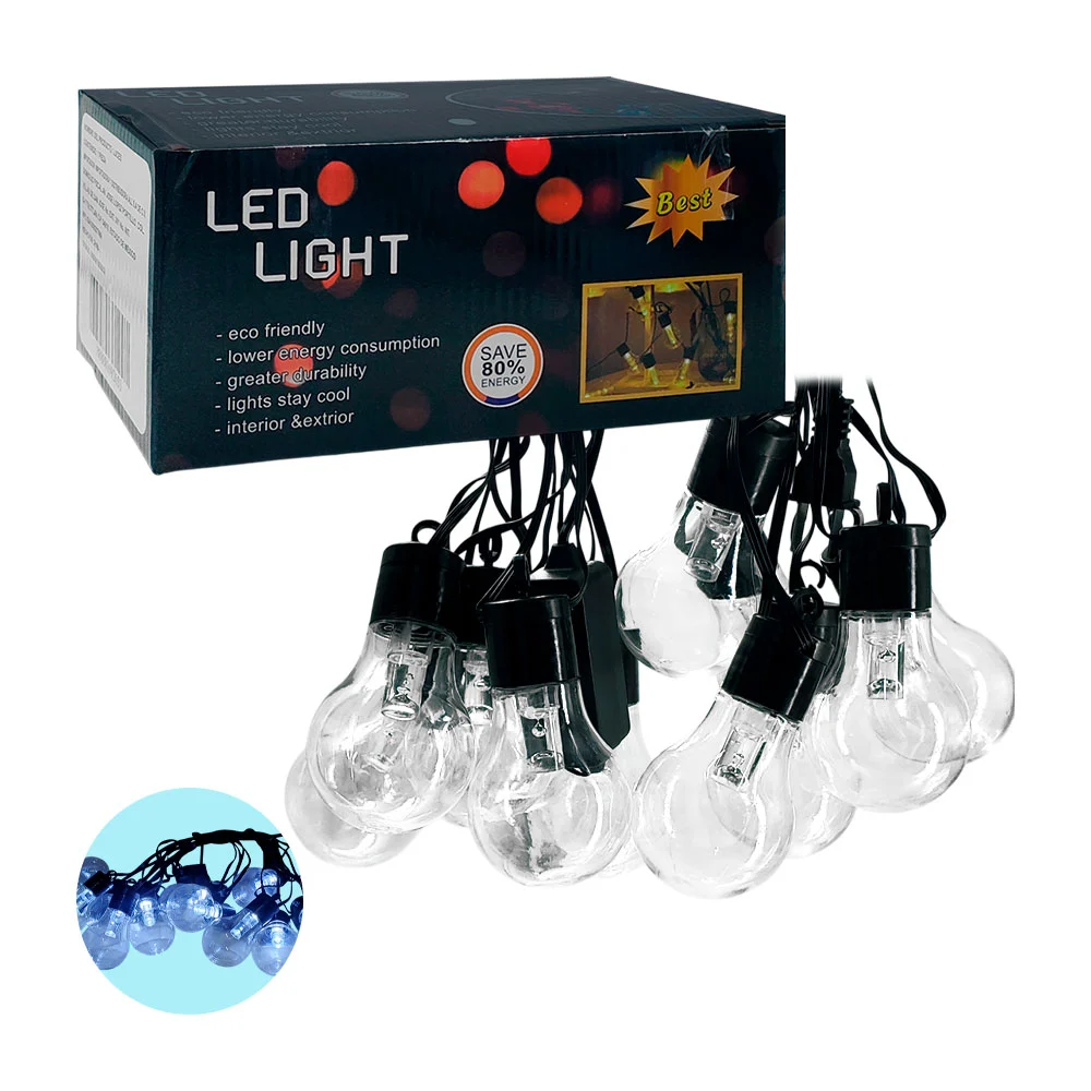 Serie guirnalda decorativa en forma de mini focos de luz blanca, usos varios