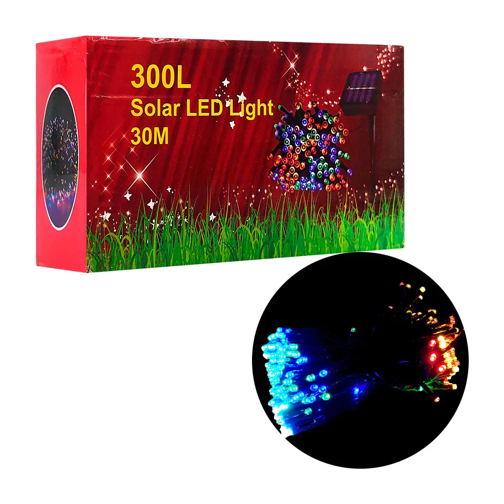 Serie guirnalda navideña decorativa de exterior con panel solar y colores led