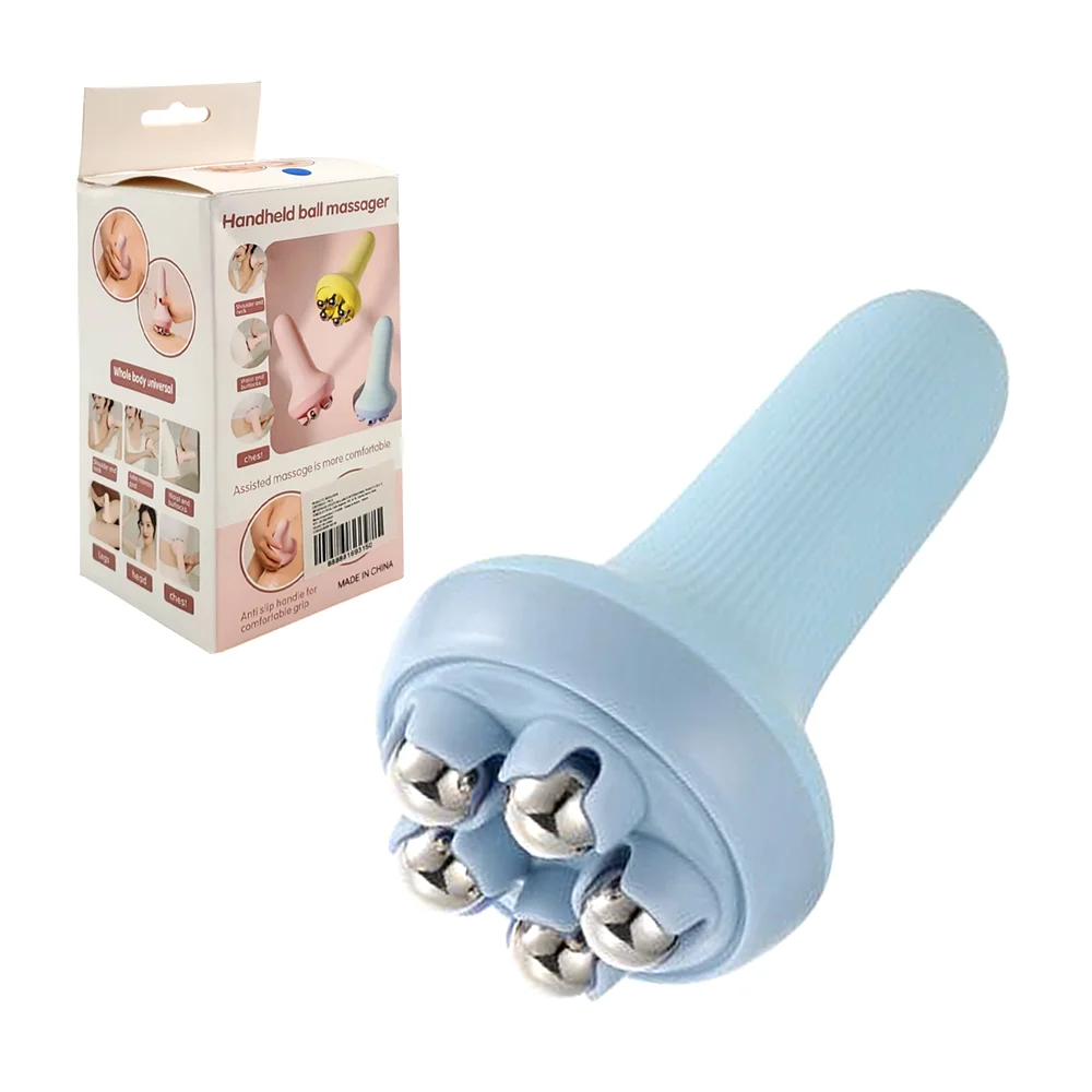 Masajeador manual de plástico con perlas metálicas rotativas, colores varios