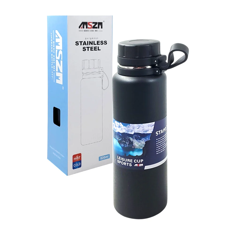 Termo de acero inoxidable con capacidad de 820ml, diseño liso, variedad de color