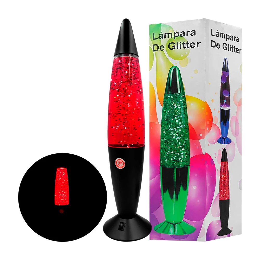1pza Lámpara de glitter ovalada pequeña, con base negra de plástico / 203b